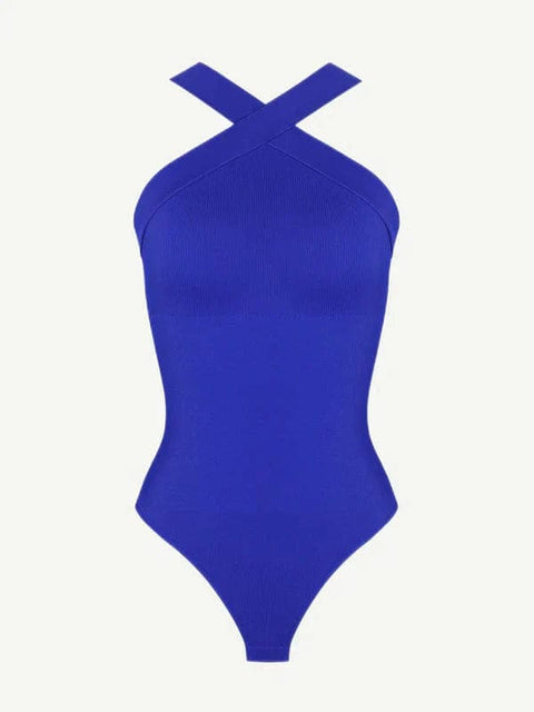 CurvyPower | Australia bodysuit Halter Neck Criss-Cross Seamless Shapewear Bodysuit