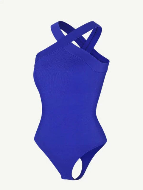 CurvyPower | Australia bodysuit Halter Neck Criss-Cross Seamless Shapewear Bodysuit