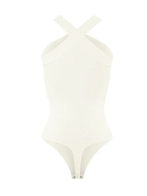 CurvyPower | Australia bodysuit Halter Neck Criss-Cross Seamless Shapewear Bodysuit