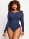 CurvyPower | Australia bodysuit High Compression Scoop Neck Long Sleeve Thong Shapewear Bodysuit