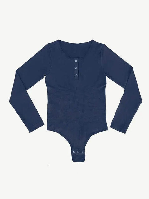 CurvyPower | Australia bodysuit High Compression Scoop Neck Long Sleeve Thong Shapewear Bodysuit