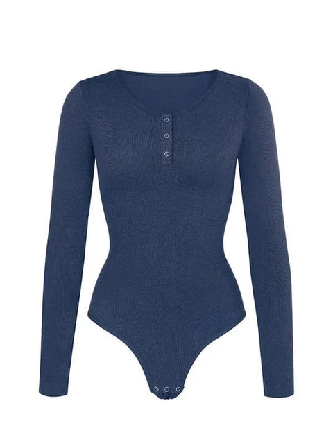 CurvyPower | Australia bodysuit High Compression Scoop Neck Long Sleeve Thong Shapewear Bodysuit