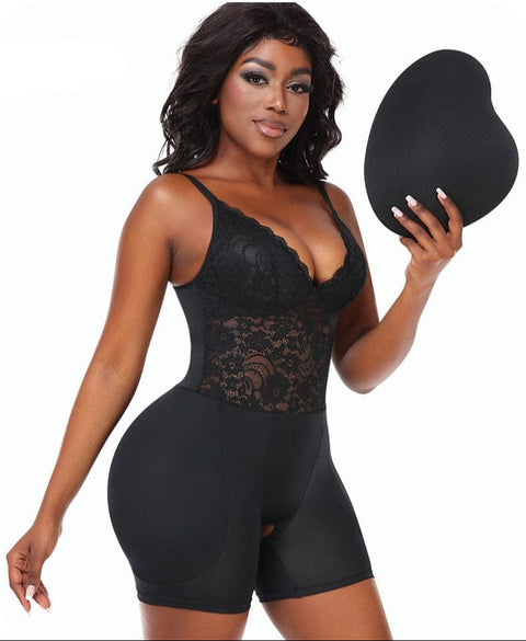 Curvypower | Australia bodysuit Lace Bum Lifting Shaping Bodysuit with Built-In Bra and Hip Pads