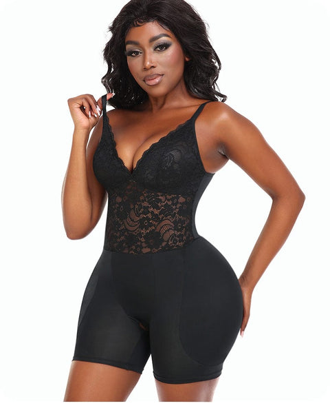 Curvypower | Australia bodysuit Lace Bum Lifting Shaping Bodysuit with Built-In Bra and Hip Pads