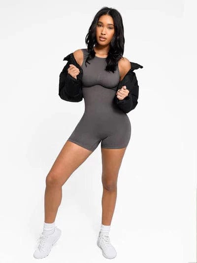 CurvyPower | Australia bodysuit Low Back Round Neck Shapewear Bodysuit with Removable Pads