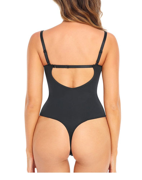 Curvypower | Australia bodysuit Low Back Tummy Control Lace Shaping Bodysuit with Built-In Bra