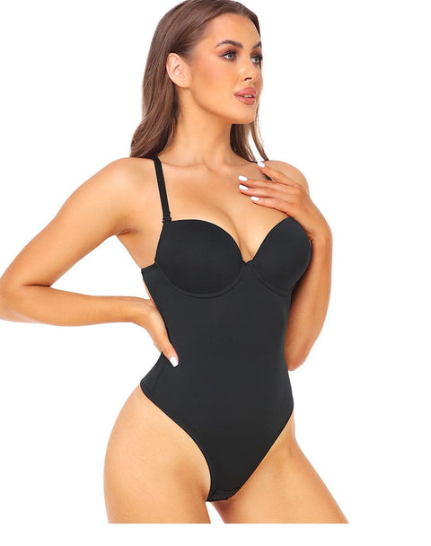 Curvypower | Australia bodysuit One Piece Backless Tummy Control Shaping Bodysuit with Built-In Bra