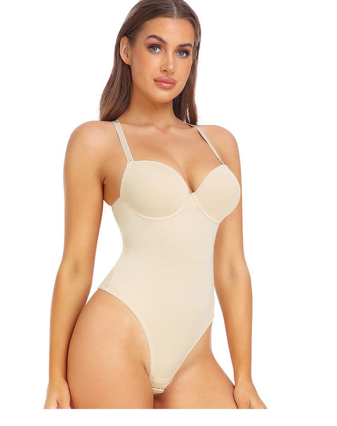 Curvypower | Australia bodysuit One Piece Backless Tummy Control Shaping Bodysuit with Built-In Bra
