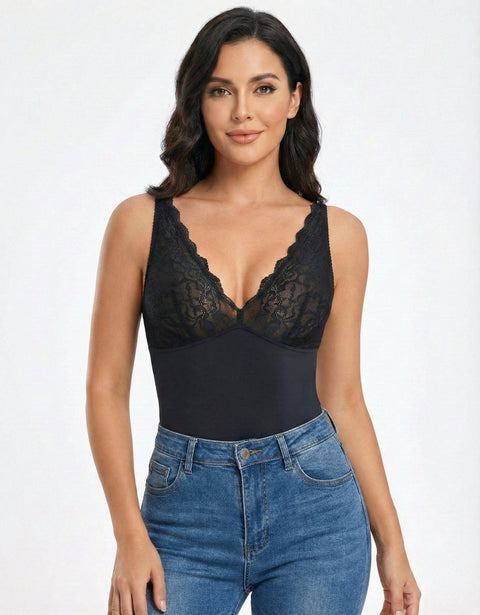 Curvypower | Australia bodysuit One Piece Lace Shaping Bodysuit for Tummy Control