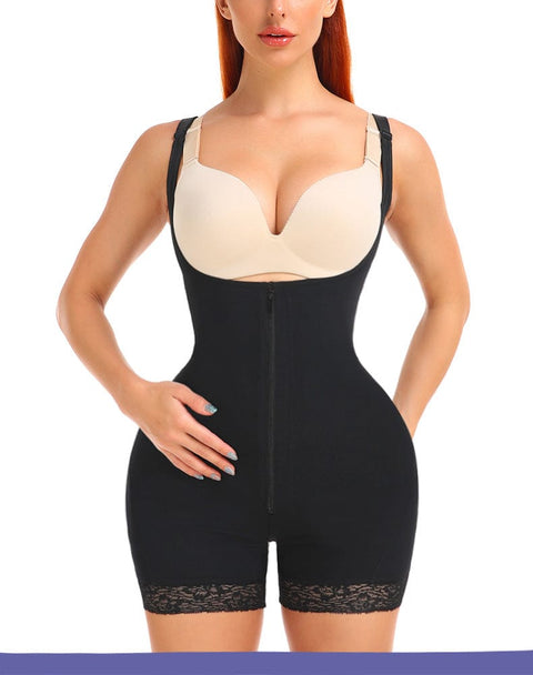 Curvypower | Australia bodysuit Open Bust Bodysuit Shapewear with Front  Zipper Closure