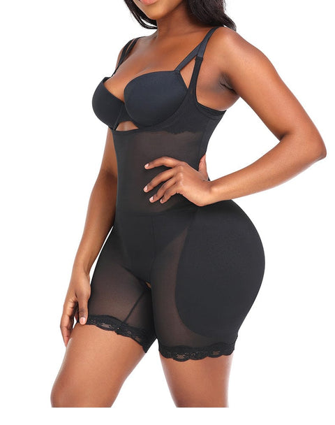 Curvypower | Australia bodysuit Open Bust Lace Shaping Bodysuit with Hip Pads