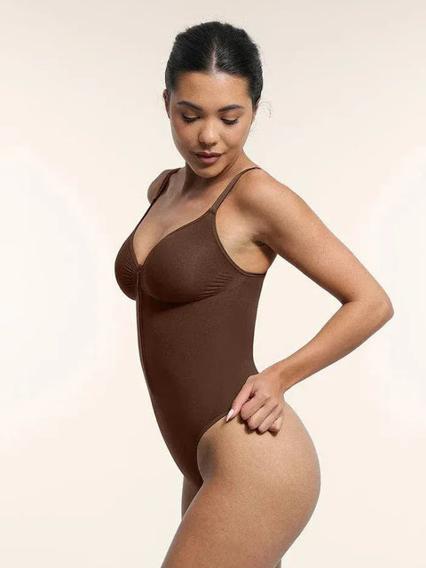 Curvypower | Australia bodysuit Plunge Front Zip Tummy Control Shape Wear Bodysuit