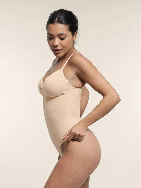 Curvypower | Australia bodysuit Plunge Front Zip Tummy Control Shape Wear Bodysuit