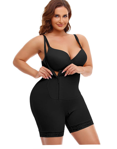 Curvypower | Australia bodysuit Plus Size One Piece Open Bust Shaping Bodysuit with Side Zipper Closure