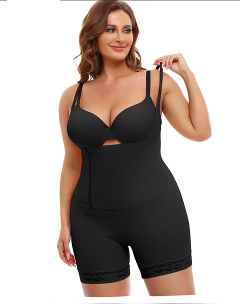 Curvypower | Australia bodysuit Plus Size One Piece Open Bust Shaping Bodysuit with Side Zipper Closure