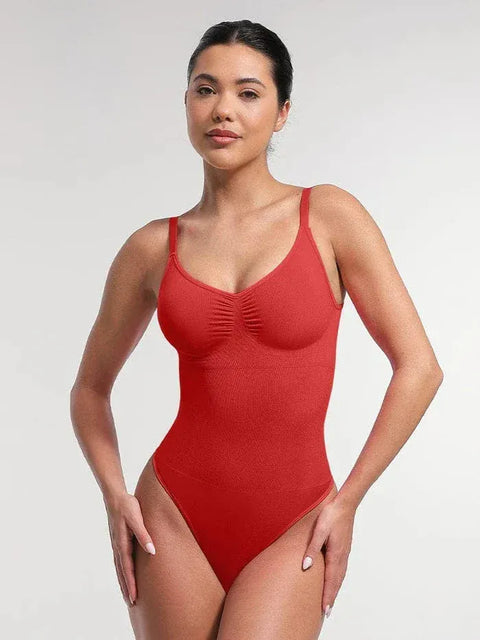 Curvypower | Australia bodysuit Red / S Seamless Tummy Control Shapewear Bodysuit with Built-In Bra and Removable Pads