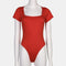 Curvypower | Australia bodysuit Red / S Women's Square Neck Short Sleeve thong Shapewear Bodysuit