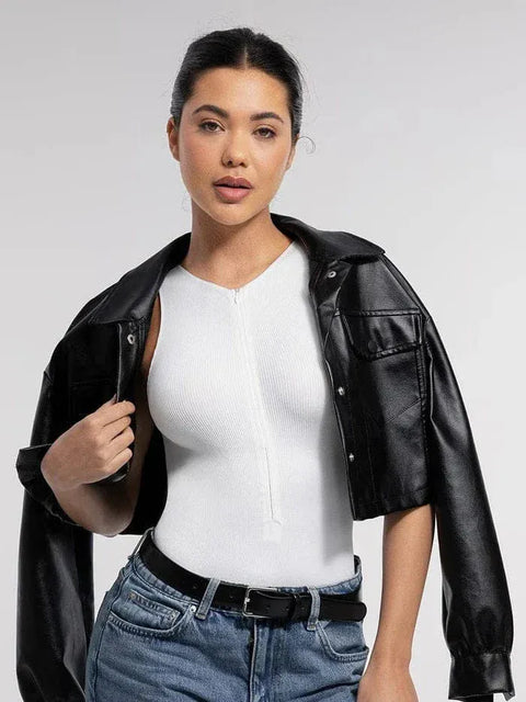 Curvypower | Australia bodysuit Ribbed Seamless Sleeveless Shapewear Bodysuit with Front Zipper
