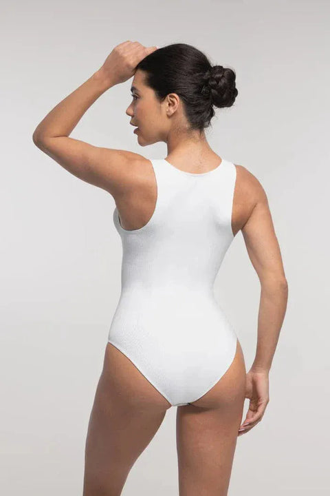 Curvypower | Australia bodysuit Ribbed Seamless Sleeveless Shapewear Bodysuit with Front Zipper