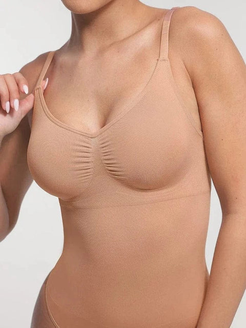 Curvypower | Australia bodysuit Seamless Tummy Control Shapewear Bodysuit with Built-In Bra and Removable Pads