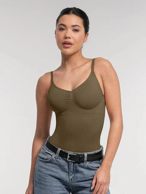 Curvypower | Australia bodysuit Seamless Tummy Control Shapewear Bodysuit with Built-In Bra and Removable Pads