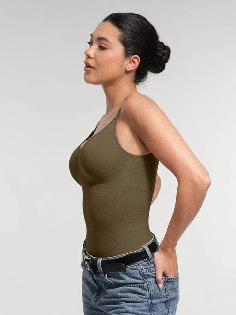 Curvypower | Australia bodysuit Seamless Tummy Control Shapewear Bodysuit with Built-In Bra and Removable Pads