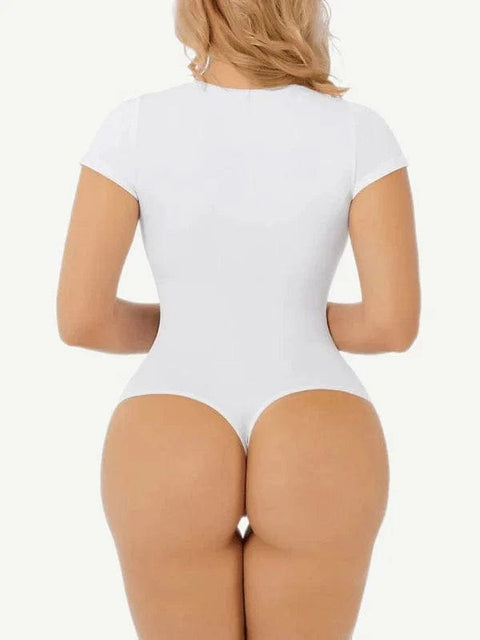 CurvyPower | Australia bodysuit Short Sleeve Round Neck One Piece Sculpting Shapewear Bodysuit