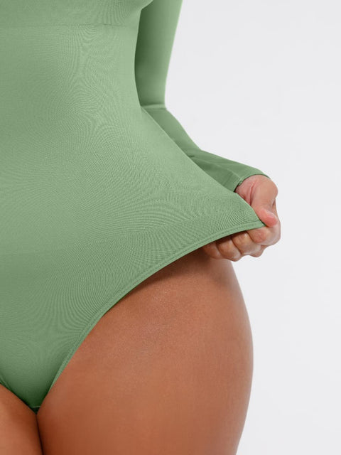 CurvyPower | Australia bodysuit Square Neck Tummy Control Long Sleeve Shapewear Bodysuit