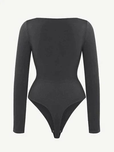 CurvyPower | Australia bodysuit Square Neck Tummy Control Long Sleeve Shapewear Bodysuit