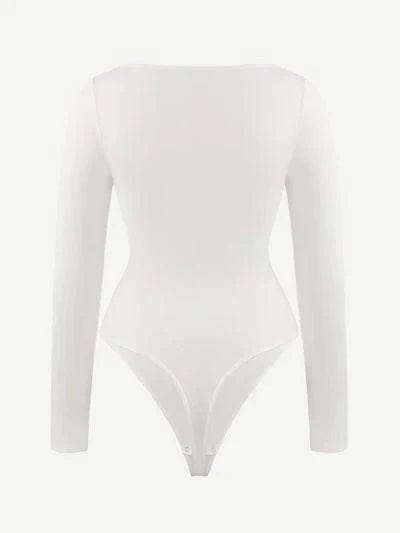 CurvyPower | Australia bodysuit Square Neck Tummy Control Long Sleeve Shapewear Bodysuit