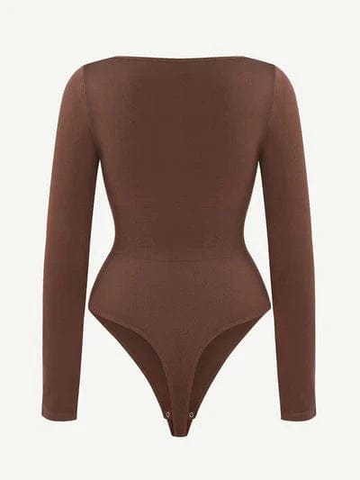 CurvyPower | Australia bodysuit Square Neck Tummy Control Long Sleeve Shapewear Bodysuit