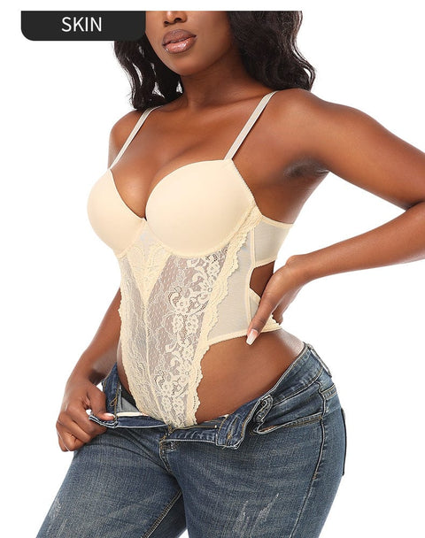 Curvypower | Australia bodysuit Tummy Control Lace Suspender Tights and Bodysuit Shapewear