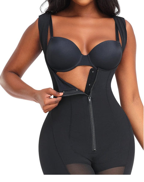 Curvypower | Australia bodysuit Tummy Control Mid Trouser Open Bust Shapewear Bodysuit with Front Zipper