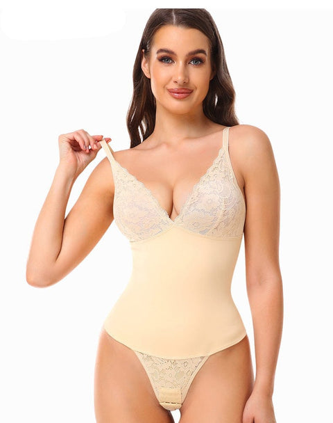 Curvypower | Australia bodysuit Waist Slimming Shaping Bodysuit with Built-In Bra and Lace Underwear