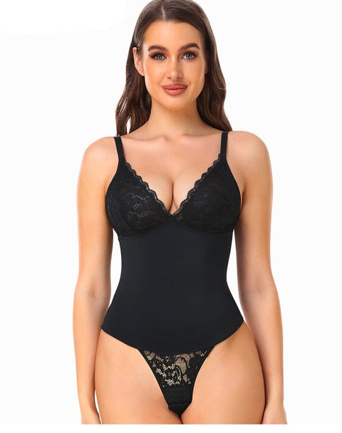 Curvypower | Australia bodysuit Waist Slimming Shaping Bodysuit with Built-In Bra and Lace Underwear