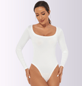 Curvypower | Australia bodysuit White / S Women's Square Neck Long Sleeve Tummy Control Shapewear Bodysuit