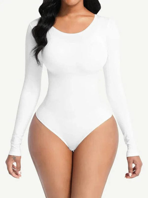 CurvyPower | Australia bodysuit White / XS/S Long Sleeve Slimming Shapewear Bodysuit