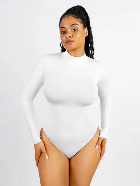 CurvyPower | Australia bodysuit White / XS/S Long Sleeve Turtle Neck Compression Shapewear Bodysuit