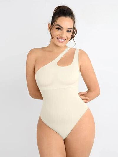 CurvyPower | Australia bodysuit White / XS/S One Shoulder Tummy Control Shapewear Bodysuit