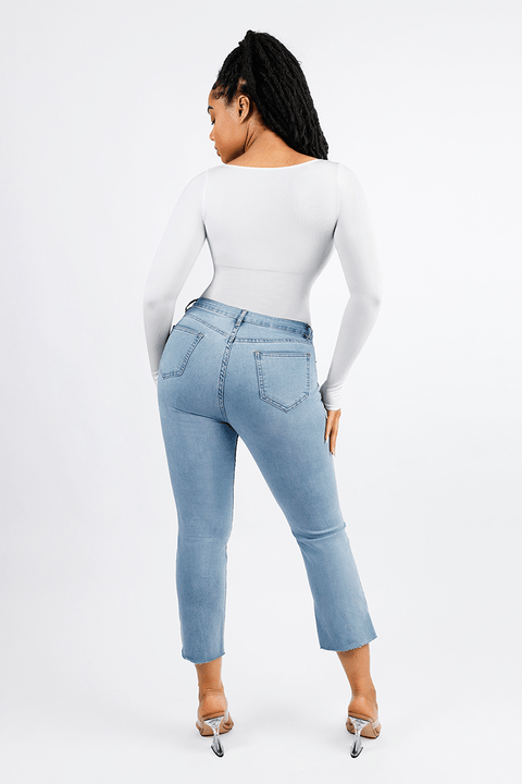 Curvypower | Australia bodysuit Women's Square Neck Long Sleeve Tummy Control Shapewear Bodysuit