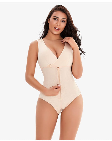 Curvypower | Australia bodysuit Zippered Tummy Control Bodysuit Shapewear with Adjustable Straps