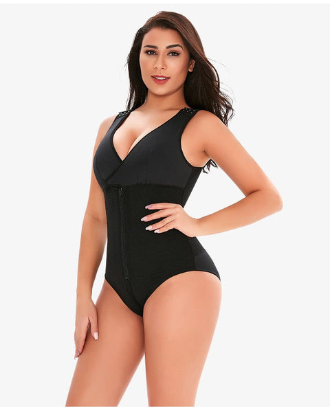Curvypower | Australia bodysuit Zippered Tummy Control Bodysuit Shapewear with Adjustable Straps