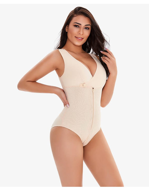 Curvypower | Australia bodysuit Zippered Tummy Control Bodysuit Shapewear with Adjustable Straps