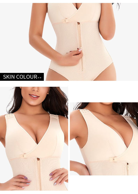 Curvypower | Australia bodysuit Zippered Tummy Control Bodysuit Shapewear with Adjustable Straps