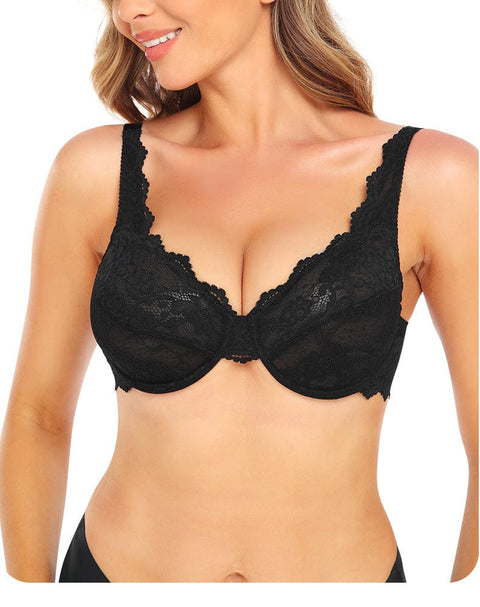 Curvypower | Australia Bra Elegant Lace Deep Plunge Push Up Bra
