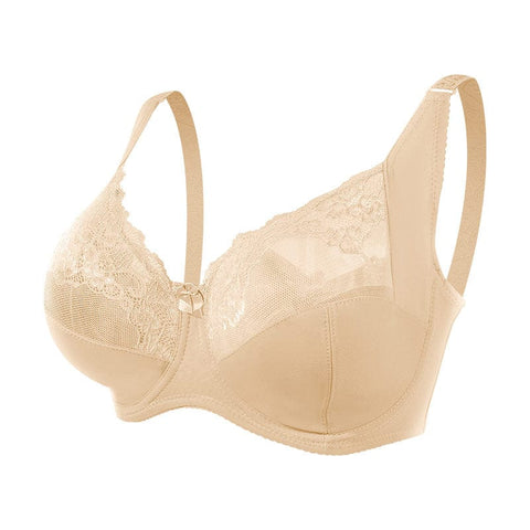 Curvypower | Australia Bras Apricot / 42/95FG Plus Size Underwire Push Up Lace Bra