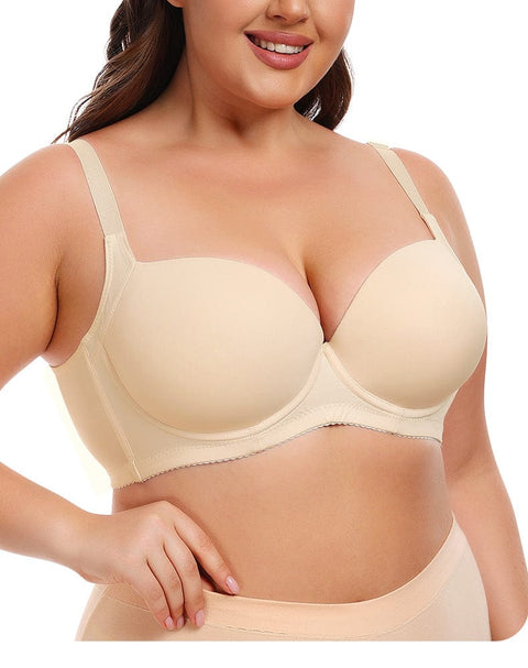 Curvypower | Australia Bras Beige / 34B Plus Size Underwire Support Push Up Bra With Adjustable Straps
