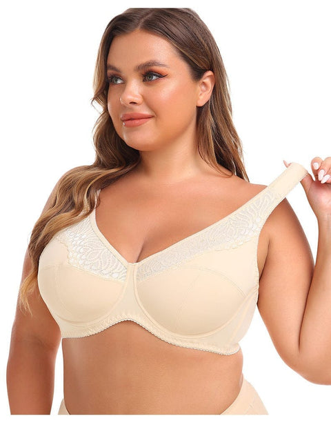 Curvypower | Australia Bras Beige / S Plus Size Lace Wired Support Push-Up Bra