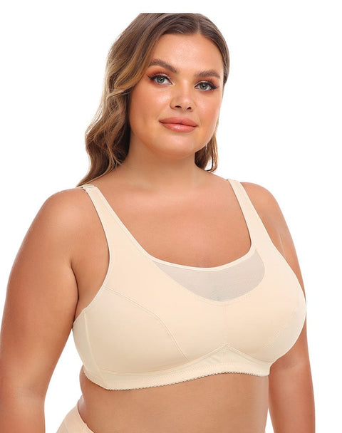 Curvypower | Australia Bras Beige / S Plus Size Wired Longline Support Bra with Adjustable Straps