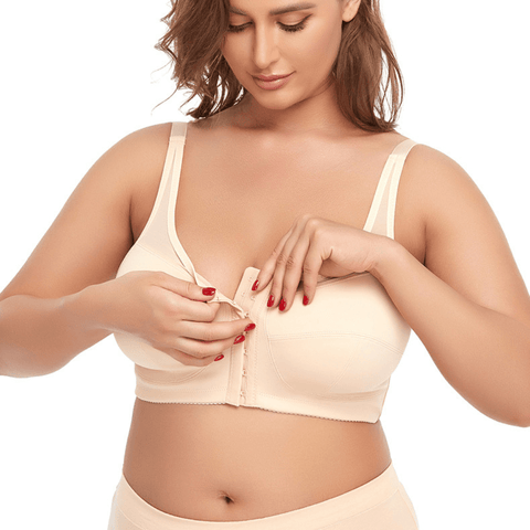 Curvypower | Australia Bras Beige / S Seamless Full-Cup Front Fastening Wireless Shaping Back Support Bra